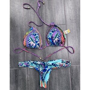 Lateen‎ Swimwear Beaded Bikini Swim Bottom Size Medium Top Size Large Columbia